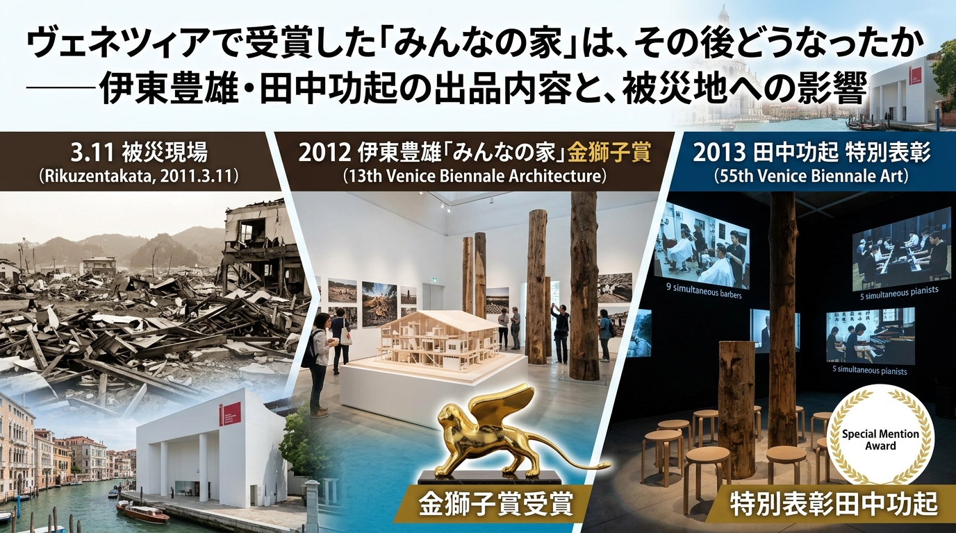【PartⅡ】大規模災害・戦争から作られ話題となったヴェネチアビエンナーレ受賞展示！「みんなの家」は、その後どうなったか――伊東豊雄・田中功起の出品内容と、被災地への影響！